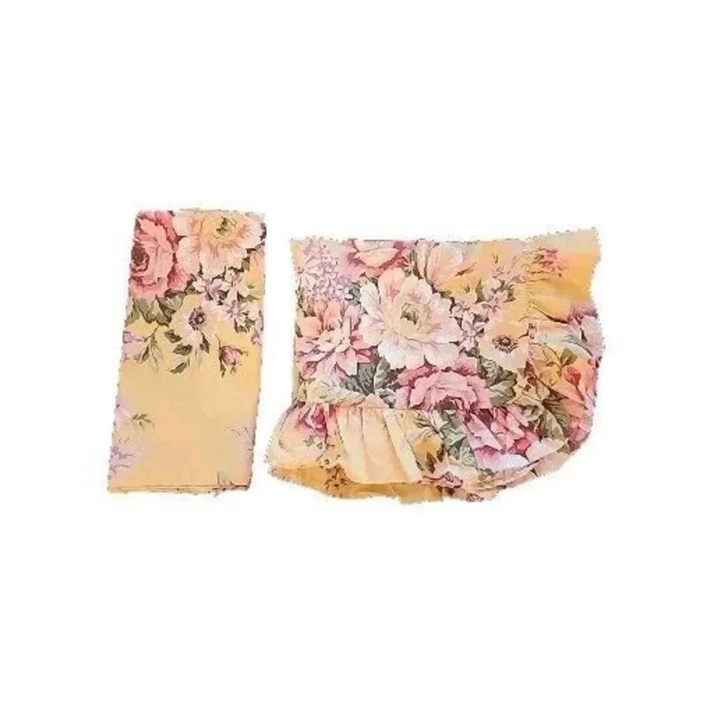 Vintage RALPH LAUREN Sophie Brooke STD Pillow Case & Sham Yellow Floral‎ RUFFLED